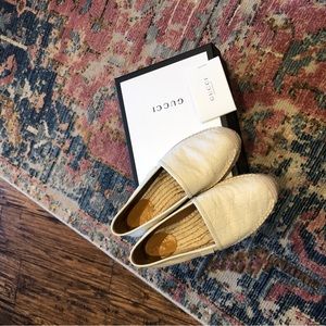 Gucci cream leather espadrilles. 38.5